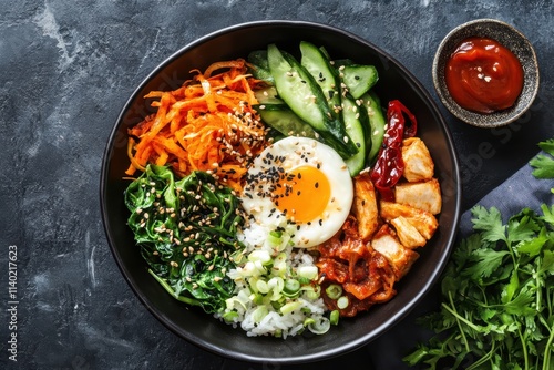 Korean bibimbap is tasty photo