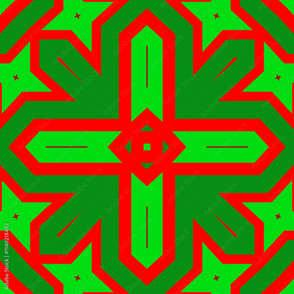 Seamless square pattern red and green. Christmas pattern green and red. Merry Christmas. Happy New Year.