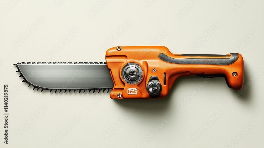 Sleek and Shiny Hacksaw with Slightly Angled Blade on a Neutral Background Perfect for DIY Projects Home Repairs and Construction Work Sleek and Shiny Hacksaw with Slightly Angled Blade on a Neutral Background Perfect for DIY Projects Home Repairs and Construction Work
