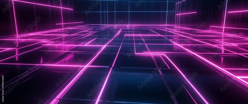 Futuristic Wallpaper Featuring Neon Lines on Sleek Black Background Futuristic Wallpaper Featuring Neon Lines on Sleek Black Background