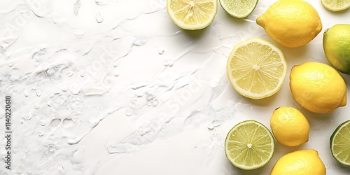 Freshly sliced lime and lemon on white 
