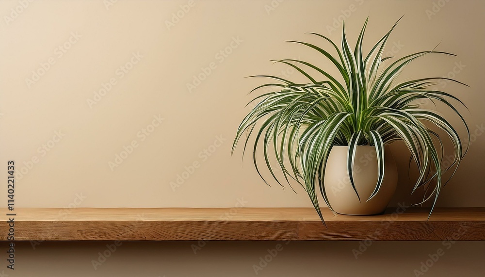 Indoor spider plant house plant in a plain room Indoor spider plant house plant in a plain room