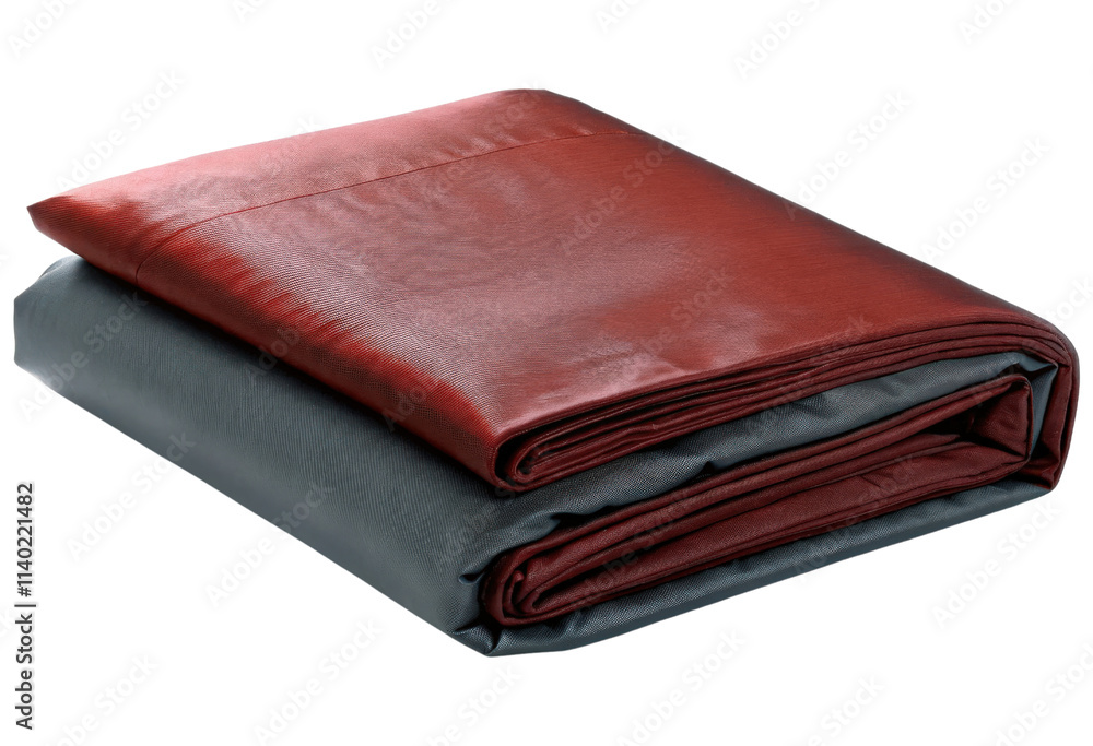 Folded Red and Grey Bedding isolated with transparent background Folded Red and Grey Bedding isolated with transparent background