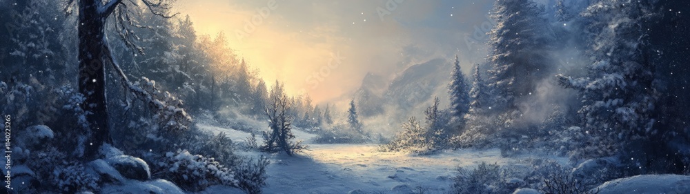 Serene Winter Landscape in a Timeless Wonderland Scene Serene Winter Landscape in a Timeless Wonderland Scene