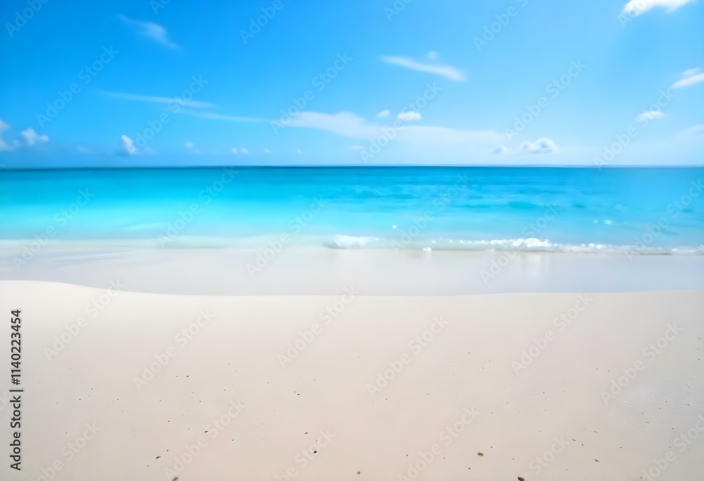 A tropical beach with white sand and clear turquoise water under a blue sky with wispy clouds A tropical beach with white sand and clear turquoise water under a blue sky with wispy clouds