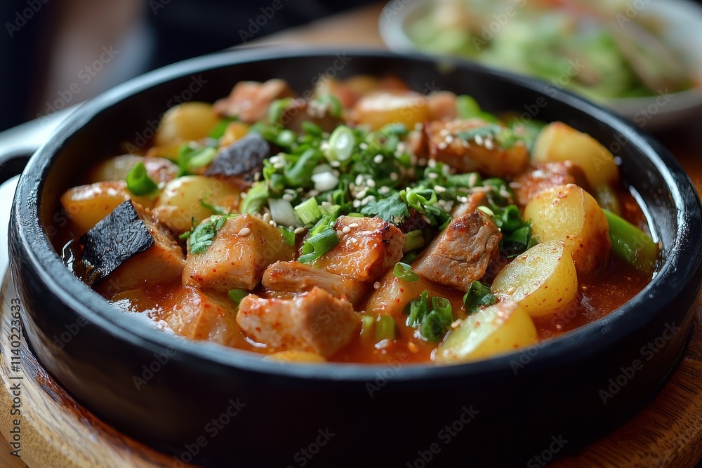 Korean dishes budae jjigae galbitang bulgogi pork belly grilled items earthen pot and sides like kimchi cucumbers potatoes and vegetables Korean dishes budae jjigae galbitang bulgogi pork belly grilled items earthen pot and sides like kimchi cucumbers potatoes and vegetables