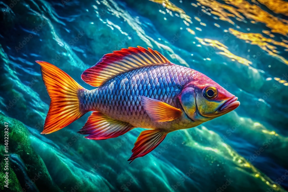 Fototapeta premium Aerial Fish Photography: Stunning Overhead Shots of Aquatic Life, Underwater World, Ocean Fish Aerial View