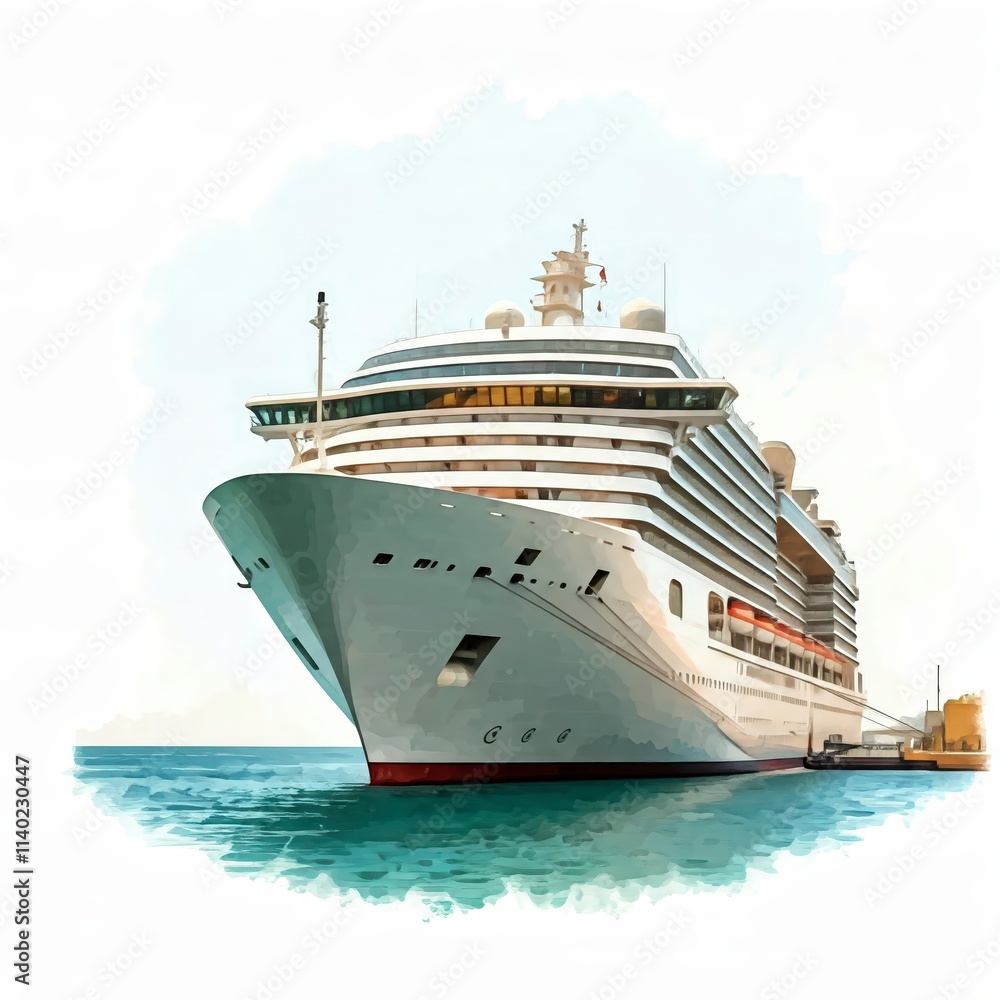 Fototapeta premium Cruise Ship Majesty: A majestic cruise ship, a symbol of luxurious travel and adventure, gracefully glides through turquoise waters, ready to embark on an unforgettable journey. 