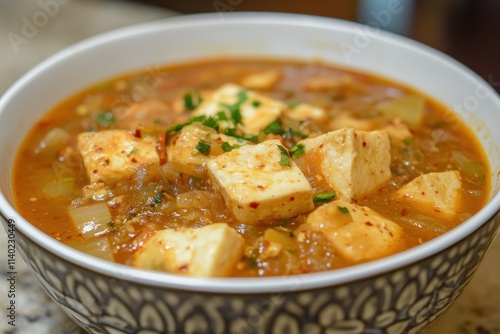 Korean stew with soft tofu and kimchi