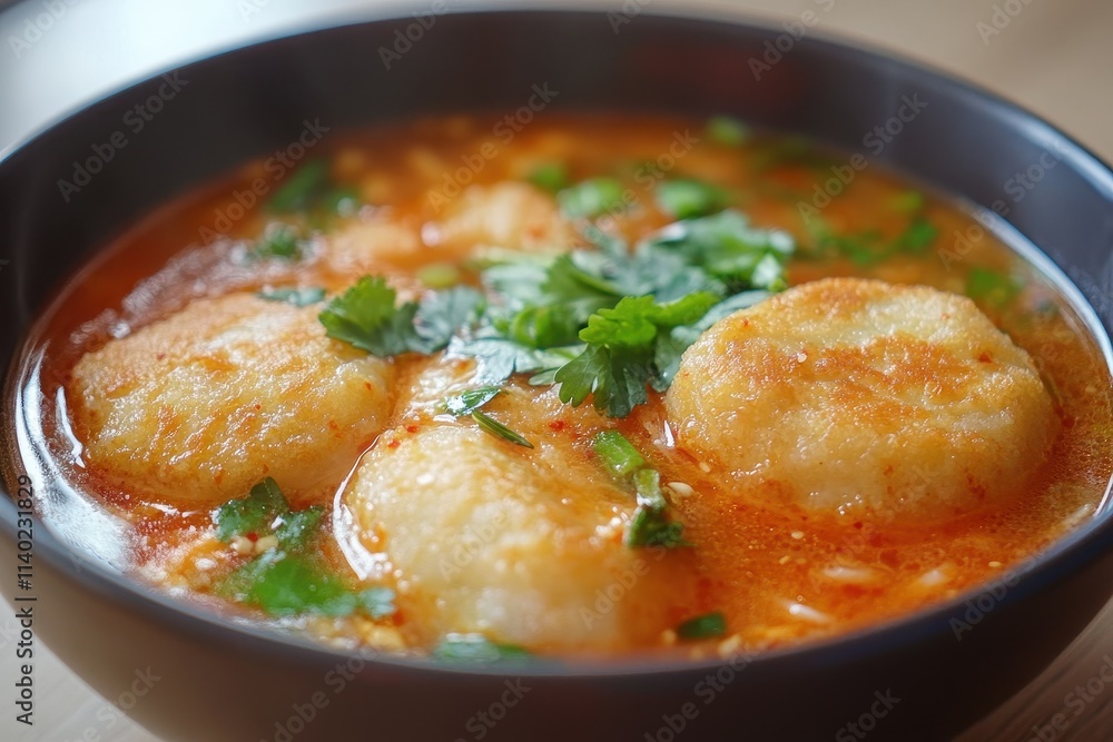 Korean street food odeng soup with fish cake Korean street food odeng soup with fish cake