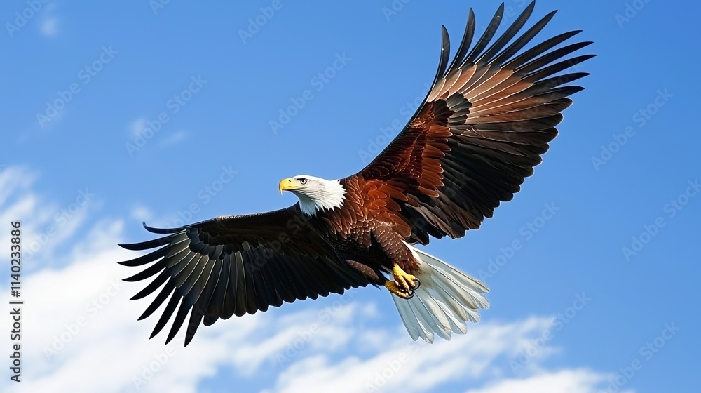 Obraz premium Majestic Eagle Soaring in Clear Blue Sky