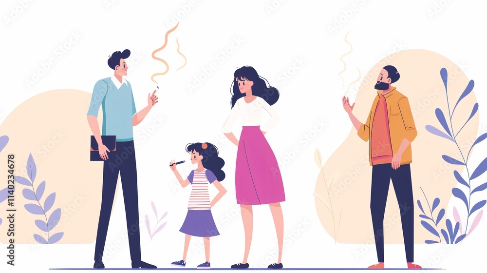 Fototapeta premium Professional Image Addressing Second-Hand Passive Smoking Social Problem Landing Page