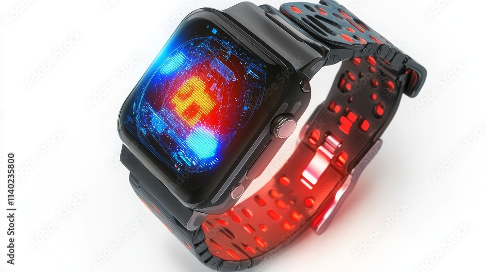 Fototapeta premium Modern Smartwatch with Glowing Screen Display