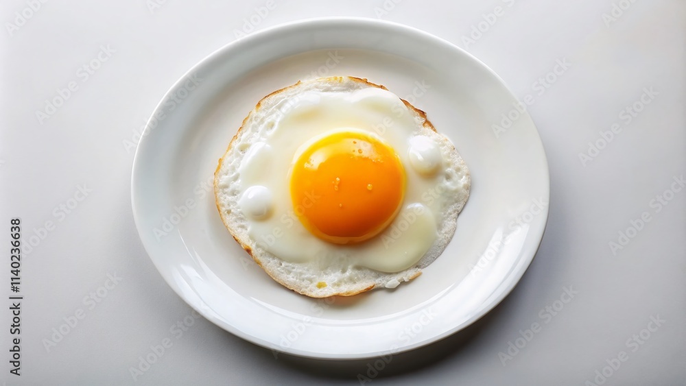 Aerial View Fried Egg White Plate - Overhead Shot Breakfast Food Photography Aerial View Fried Egg White Plate - Overhead Shot Breakfast Food Photography