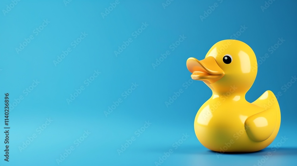 Fototapeta premium A yellow rubber duck on a blue background.