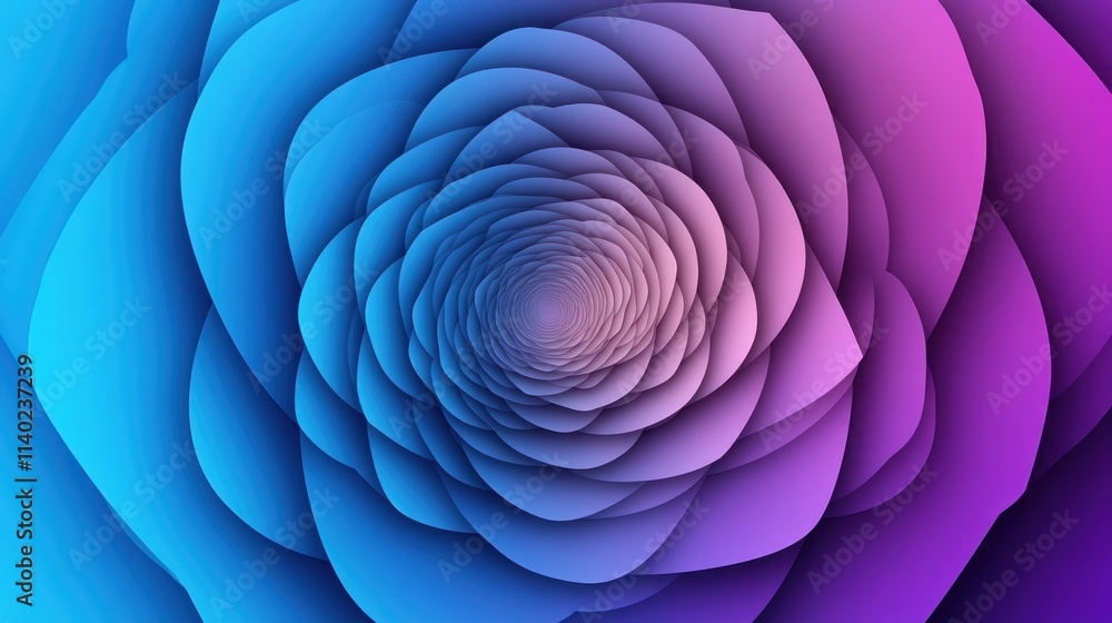 Abstract floral spiral with gradient blue and pink petals. Abstract floral spiral with gradient blue and pink petals.