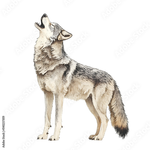 Winter Gray Wolf Clipart Vector Illustration