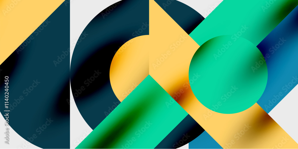 Detailed composition of circles, semicircles, and triangles with glossy effects and smooth gradients. A sleek and modern vector design for creative and tech-inspired projects Detailed composition of circles, semicircles, and triangles with glossy effects and smooth gradients. A sleek and modern vector design for creative and tech-inspired projects