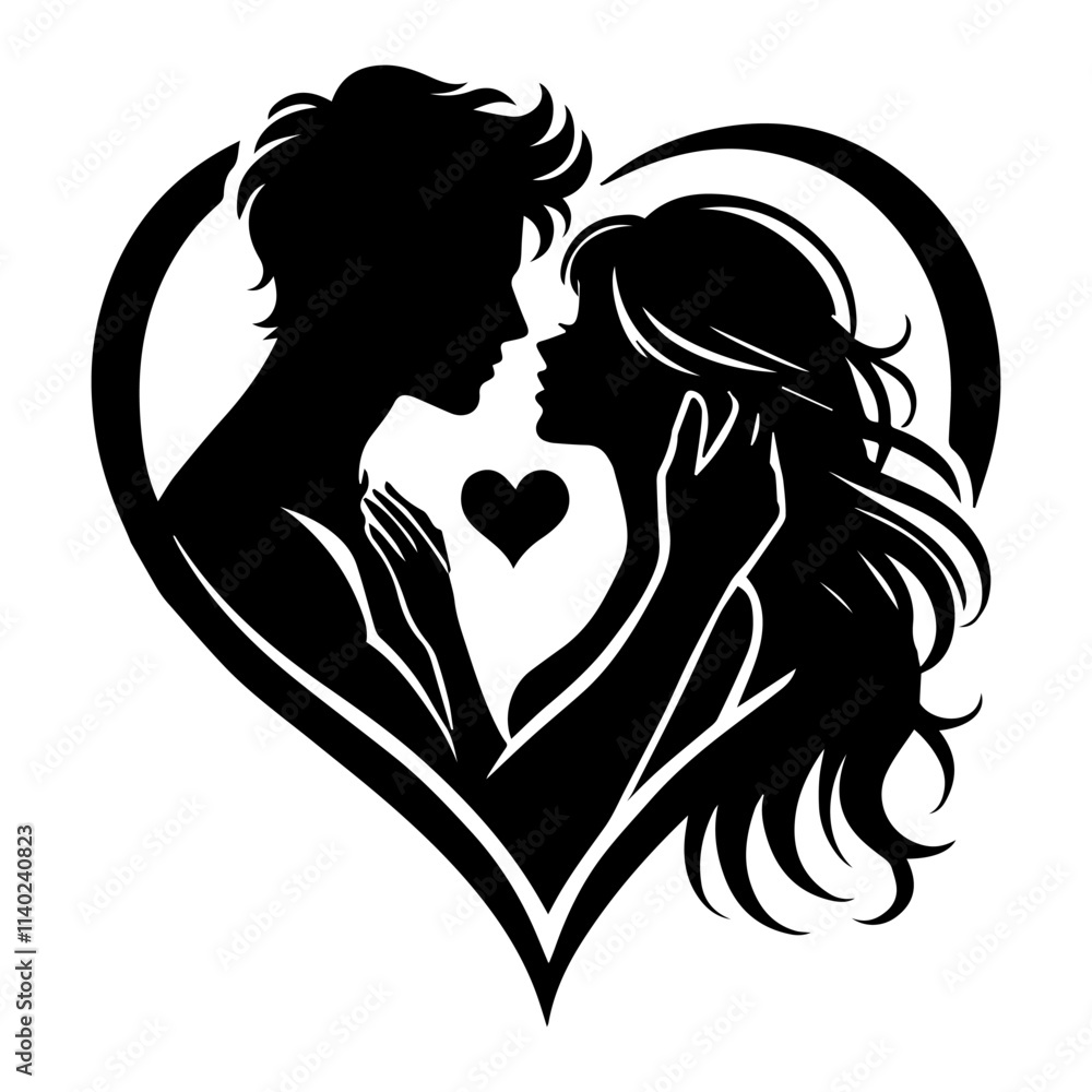 Valentines Day Couple Silhouette Vector Illustration Valentines Day Couple Silhouette Vector Illustration