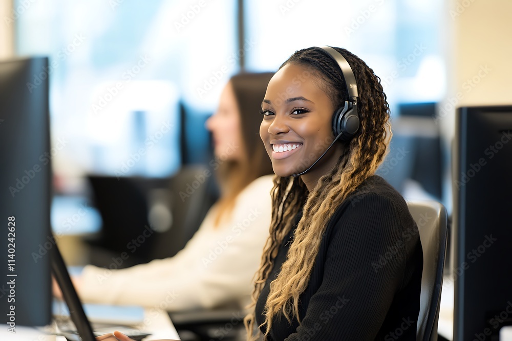 Customer service teamwork in an office environment providing solutions Customer service teamwork in an office environment providing solutions