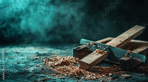 Clean and Minimal Image of a Carpenter s Saw Horse with a Plank of Wood Resting on Top Showcasing the Simplicity and Functionality of a Woodworking Tool photo