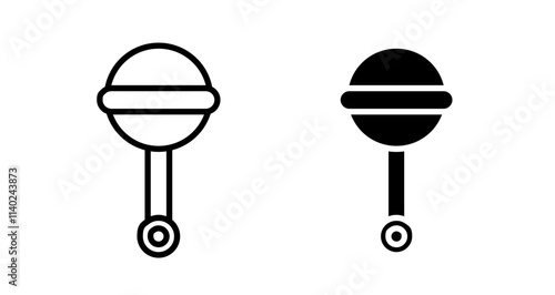 Baby rattle Icon collection in filled and stroke style.