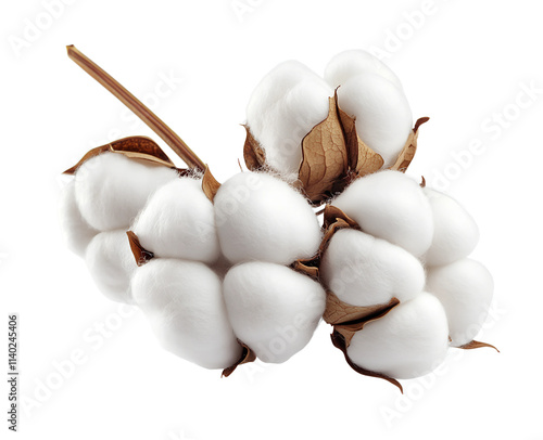 Fluffy cotton bolls png isolated on transparent background