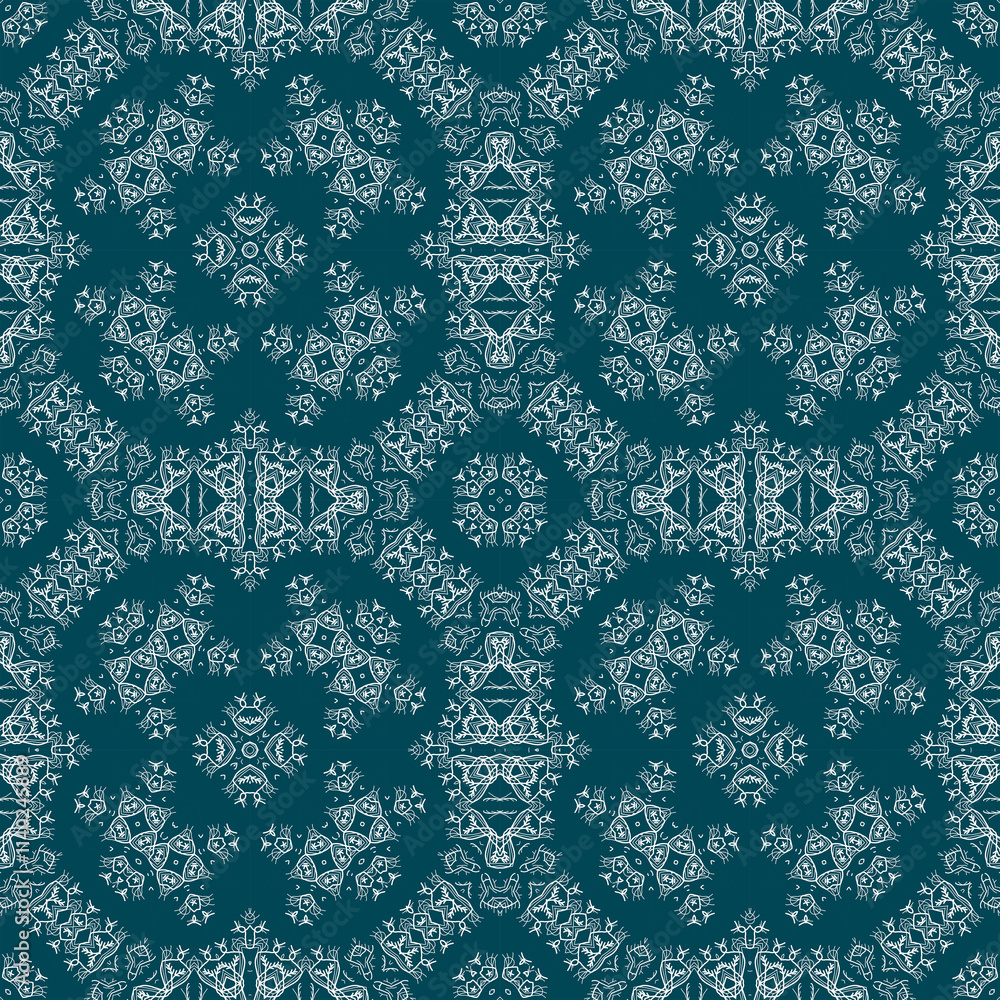 Christmas seamless pattern. Christmas background blue. Snowflake pattern. Happy New Year