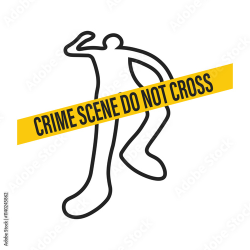 Isolated pictogram dead body covered withnpolice line do not cross, murder, crime scene, criminal icon