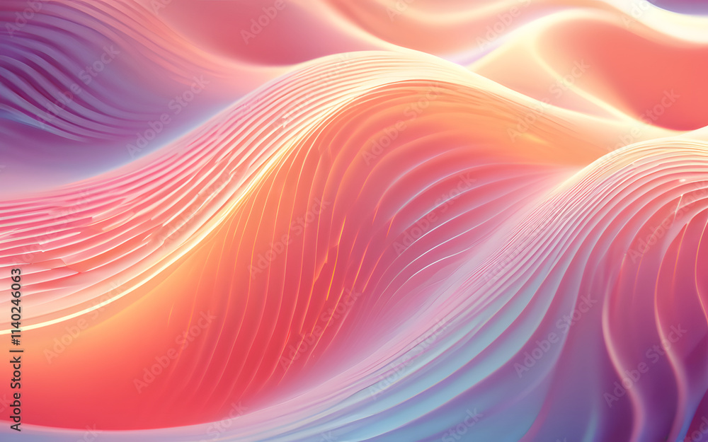 Geometric waves, flowing and glowing softly in dynamic motion Geometric waves, flowing and glowing softly in dynamic motion