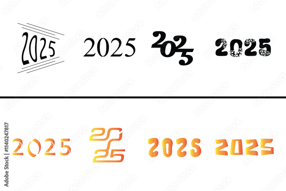 Fototapeta premium 2025 icon set. 2025 new Year logo. 2025 numbers logo. Vector illustration. 