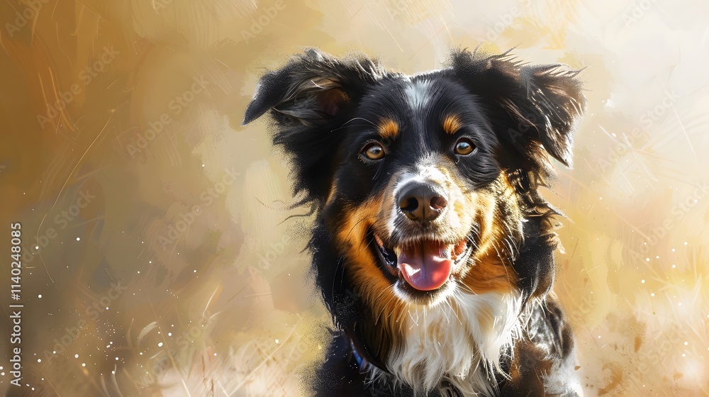 Happy Australian Shepherd Dog Smiling with Joyful Expression Happy Australian Shepherd Dog Smiling with Joyful Expression