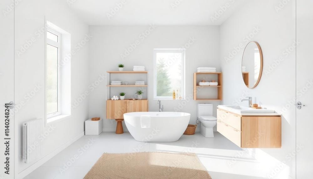 Scandinavian Style - Bathroom Interior Design With Scandinavian Concept - Hotel Bathroom - Apartment Bathroom Interior With Toilet - Interior Design Scandinavian Style - Bathroom Interior Design With Scandinavian Concept - Hotel Bathroom - Apartment Bathroom Interior With Toilet - Interior Design
