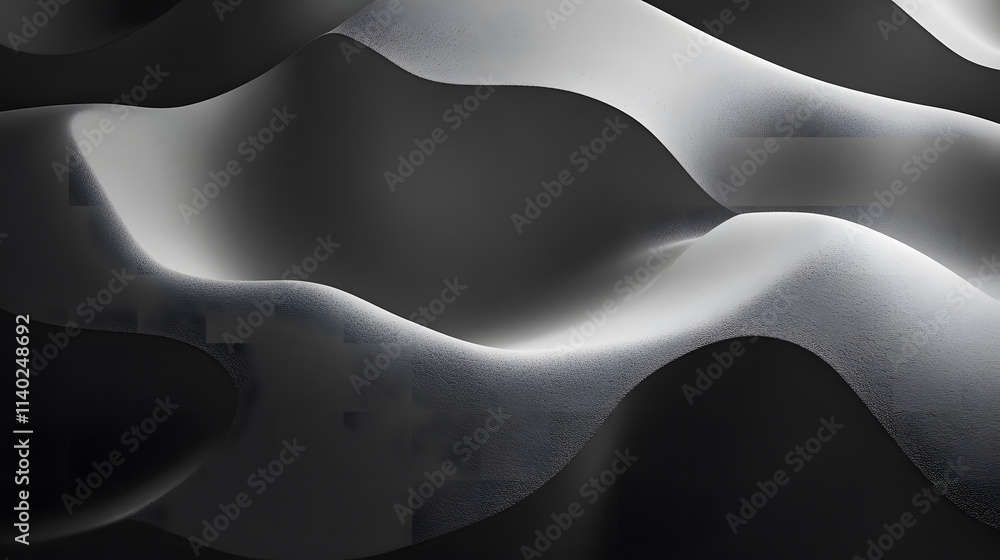 Obraz premium Abstract Monochrome Wave Forms Textured Grayscale Background