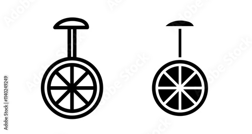 Unicycle Icon collection in filled and stroke style.