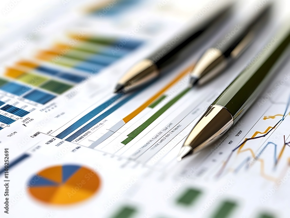 Digital financial reports with increasing market trends and business data Digital financial reports with increasing market trends and business data