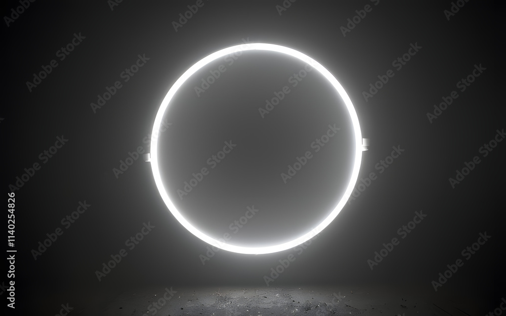 A beam of light, piercing through a circular barrier in a dark, foggy setting A beam of light, piercing through a circular barrier in a dark, foggy setting