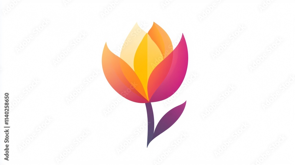 Simple Tulip Icon Vector for Design Projects - Isolated 2D Flat Flower Illustration Simple Tulip Icon Vector for Design Projects - Isolated 2D Flat Flower Illustration