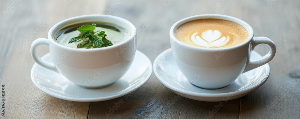 Herbal tea and espresso coffee Herbal tea and espresso coffee