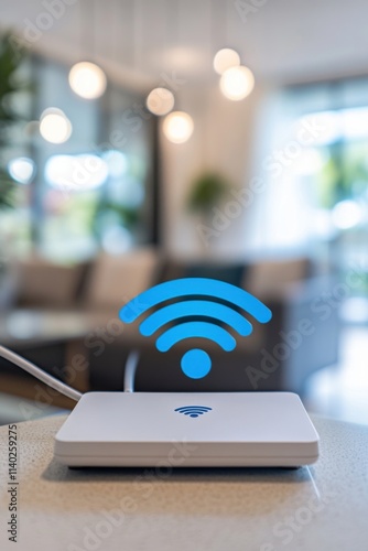 High-Speed Wireless Internet Router in Modern Home Setting Providing Seamless Connectivity photo