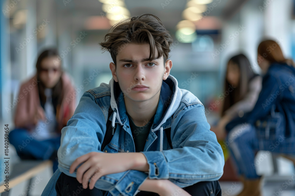 Fototapeta premium Generative AI Visual Depiction of Teenage School Bullying and Its Emotional Impact