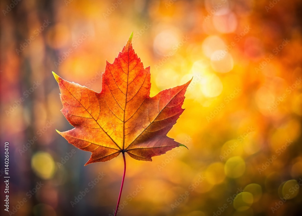 Autumn Leaves Solitude: Isolated Fall Foliage Photography - Rule of Thirds Composition Autumn Leaves Solitude: Isolated Fall Foliage Photography - Rule of Thirds Composition