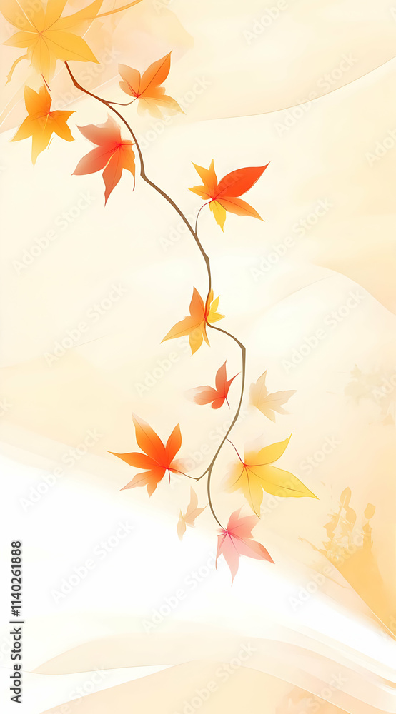 A delicate illustration of autumn leaves in warm hues against a soft background. A delicate illustration of autumn leaves in warm hues against a soft background.
