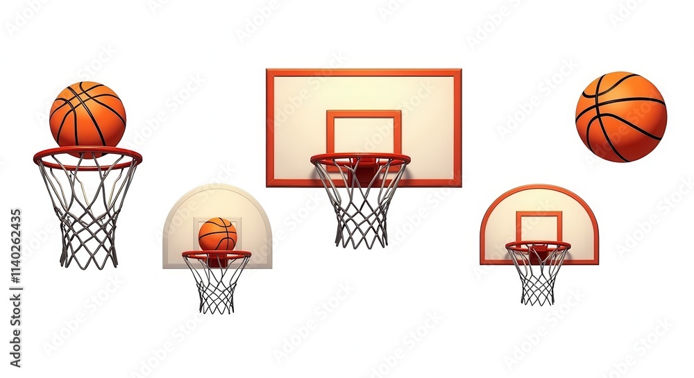 Dynamic Basketball Hoop and Ball Illustration Collection - Perfect for Sports Enthusiasts and Athletic Designs Dynamic Basketball Hoop and Ball Illustration Collection - Perfect for Sports Enthusiasts and Athletic Designs