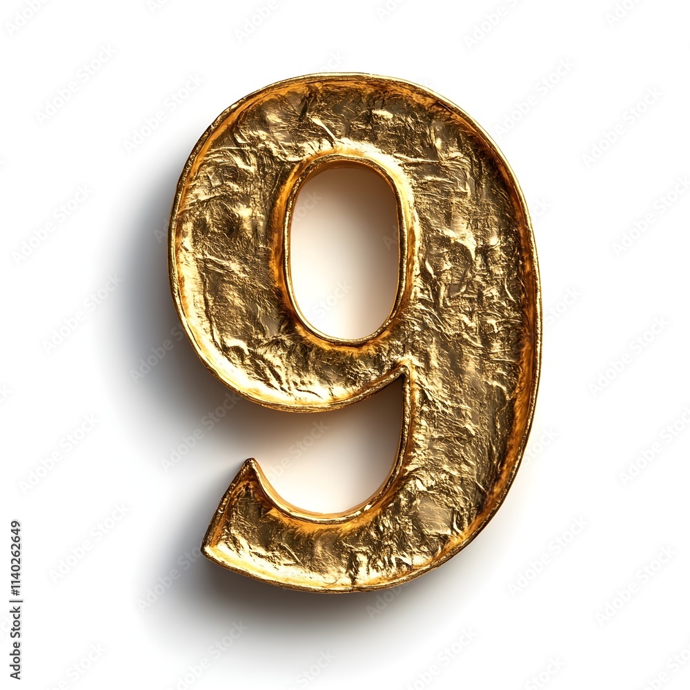 Golden Number Nine with Textured Finish Golden Number Nine with Textured Finish