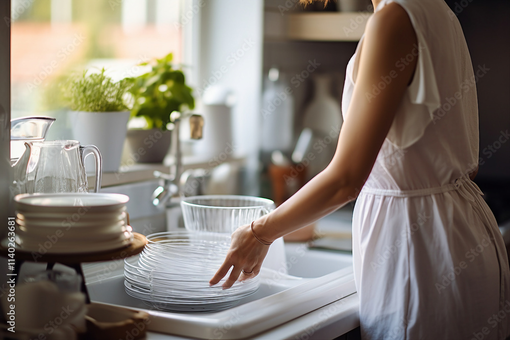 Hands washing dishes domestic housekeeping cleaning hygiene chores generate ai Hands washing dishes domestic housekeeping cleaning hygiene chores generate ai