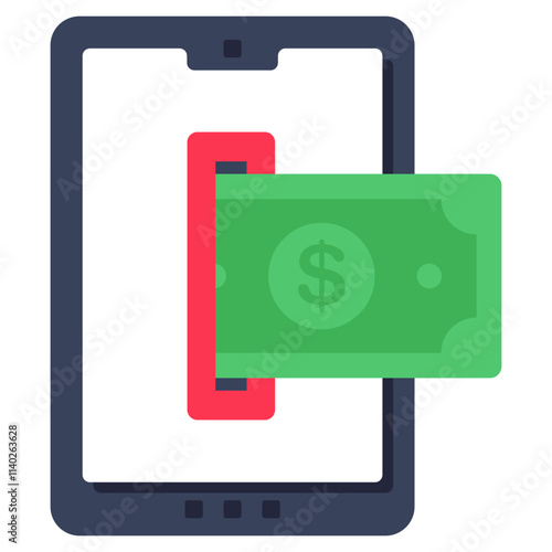 A colored design icon of mobile payment