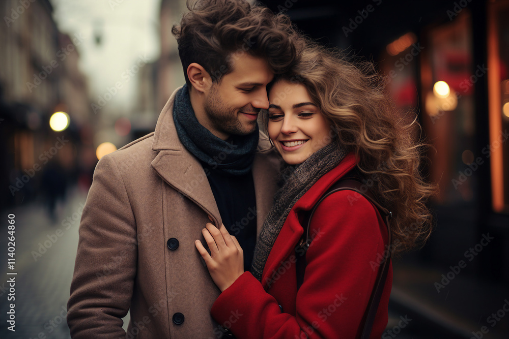 Naklejka premium Generative AI picture of sweet charming adorable couple on Valentine Day lovers Day celebration concept
