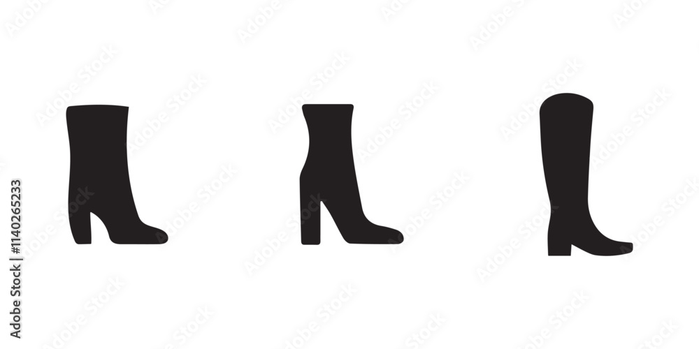Black female shoes silhouettes on white background. Fashion icons set. Footwear collection Black female shoes silhouettes on white background. Fashion icons set. Footwear collection