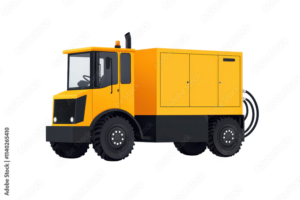 A yellow utility vehicle designed for various operational tasks, featuring a sturdy build and large wheels. A yellow utility vehicle designed for various operational tasks, featuring a sturdy build and large wheels.